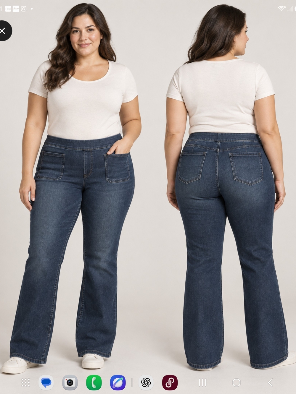 Belle by Kim Gravel Dark Blue Flare Jeans SIZE 16 P